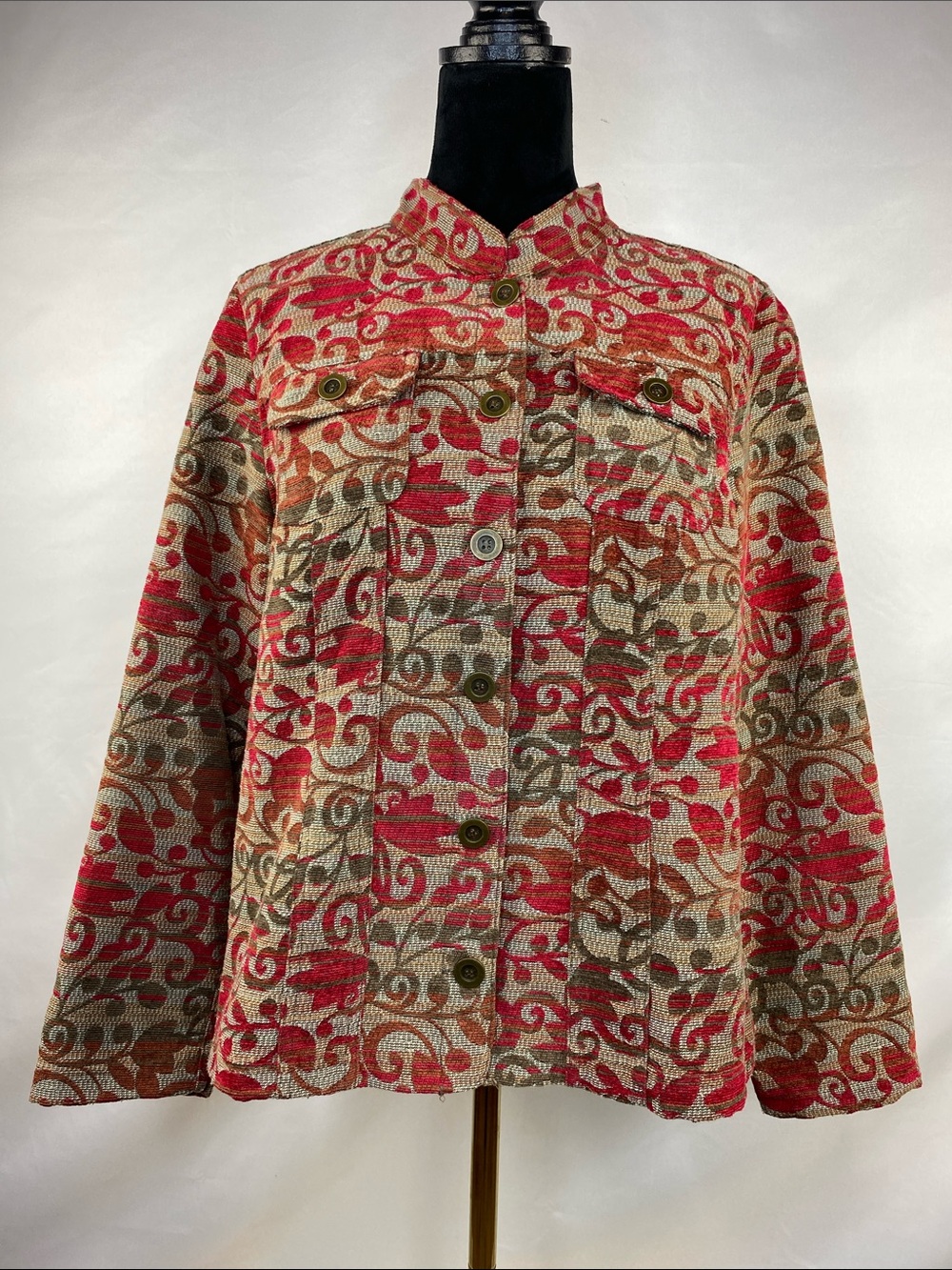 Christopher & Banks Autumn Paisley Print Soft Cozy Tapestry Style Jacket Size L